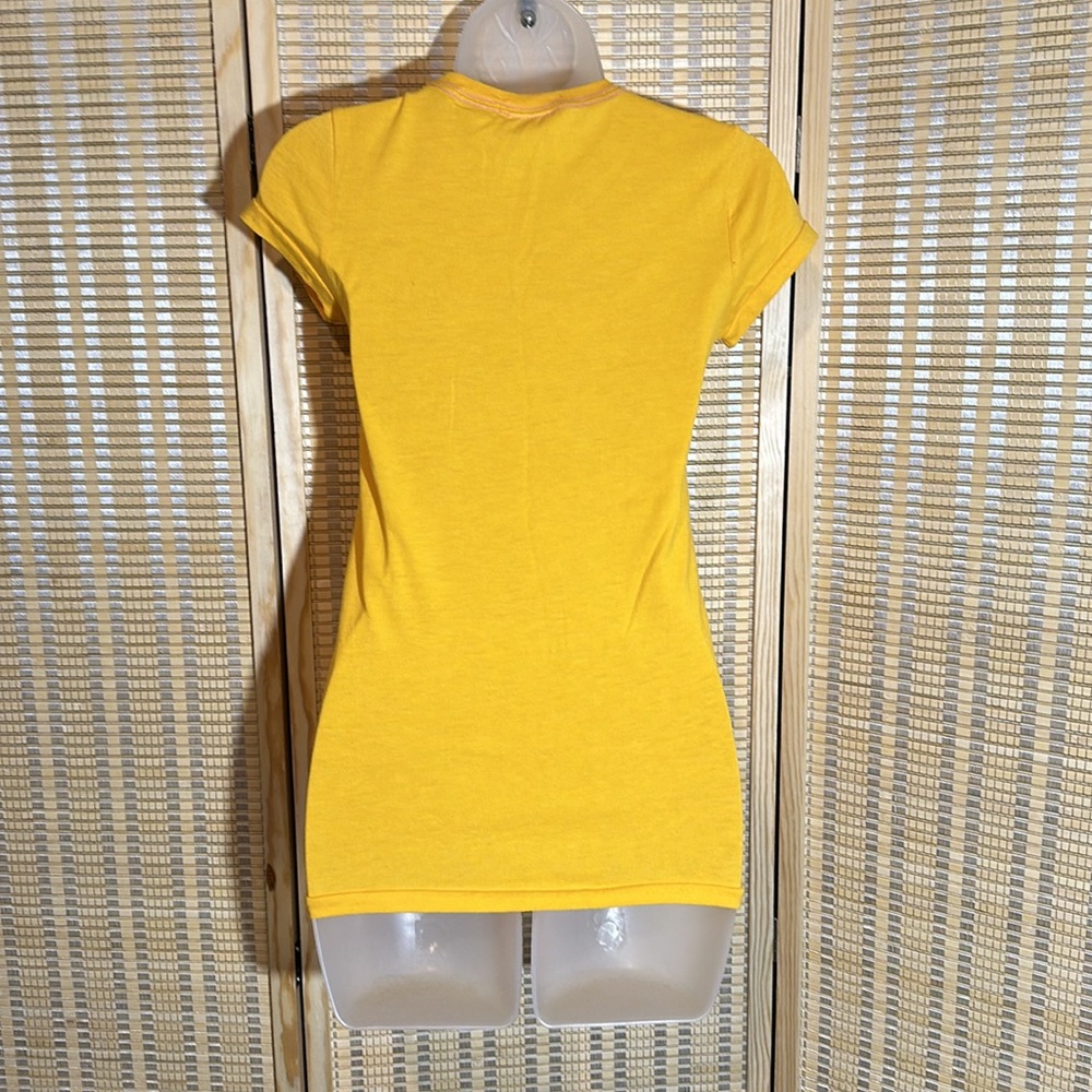 PINK Victoria's Secret Orange Yellow Football Tee Shirt Capped Sleeves XS - Picture 10 of 15